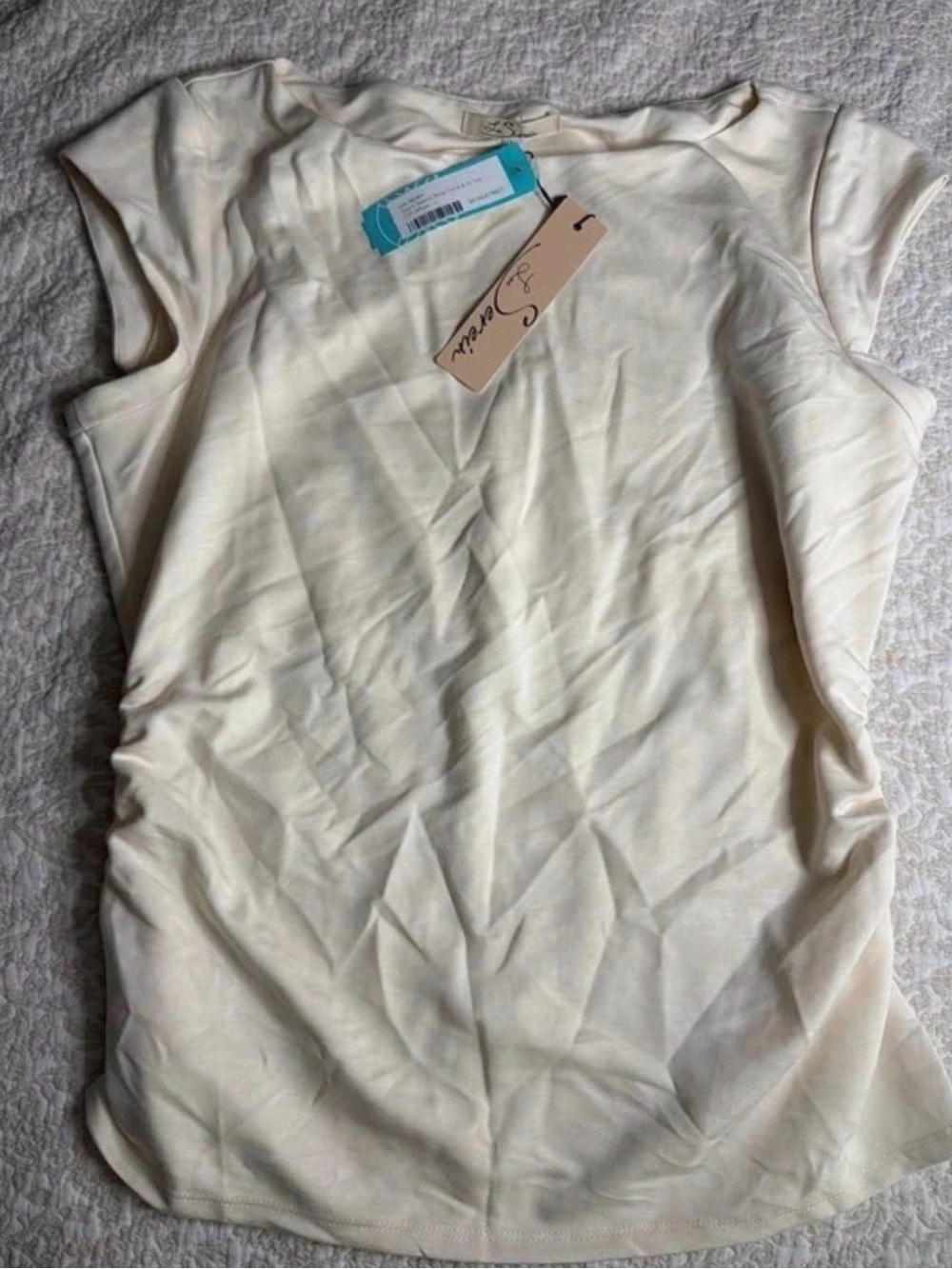 Cap-Sleeve Cream Women's Top by Sweetheart